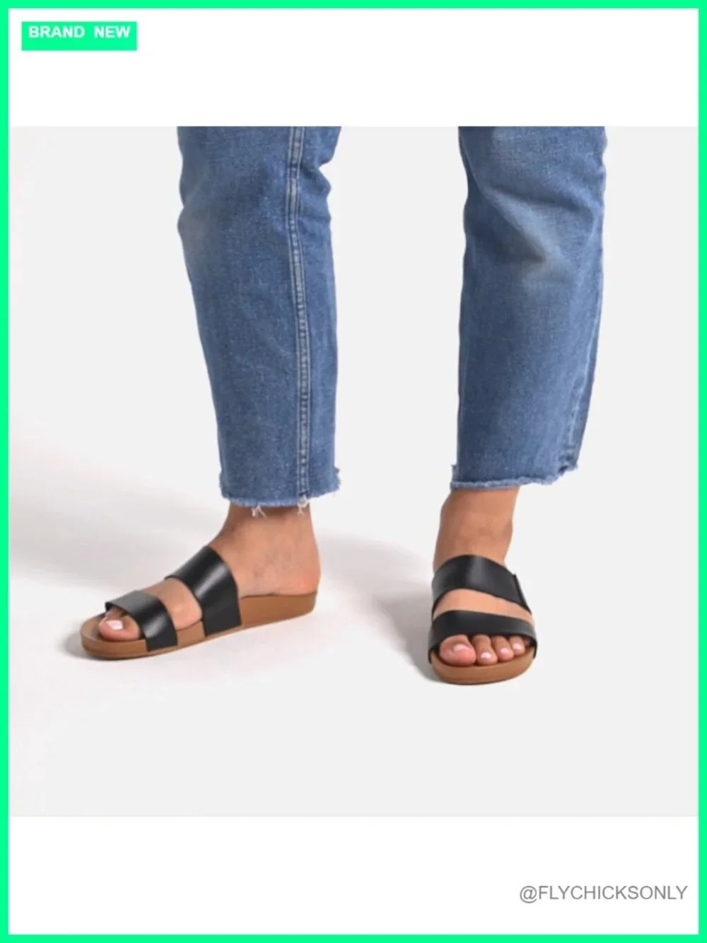 Super Soft Vegan Leather Double Strap Slide Sandal with Arch Support